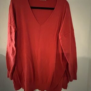 Chic Soul V-Neck Sweater in Bold Red